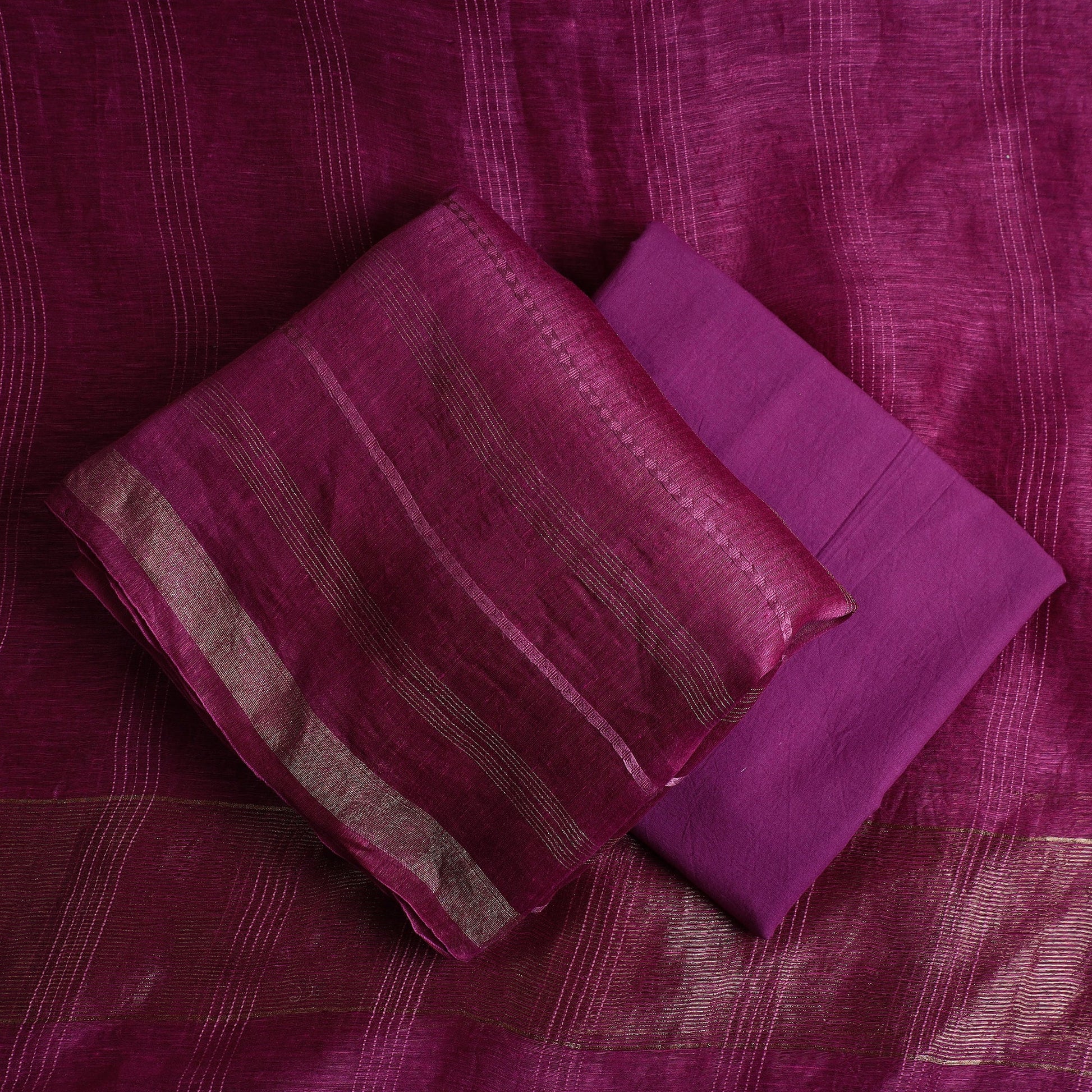 3pc Linen Silk Handloom Plain Dress Material 01