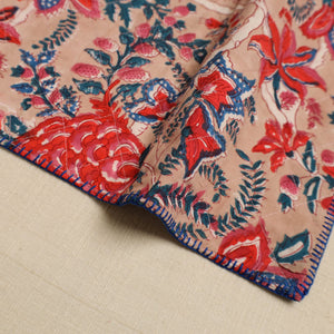 Beige - Hand Embroidered Floral Cotton Reversible Table Mat 17