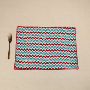 Black - Hand Embroidered Floral Cotton Reversible Table Mat 20