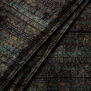 Brown - Block Printed Velvet Natural Dyed Ajrakh Fabric 03