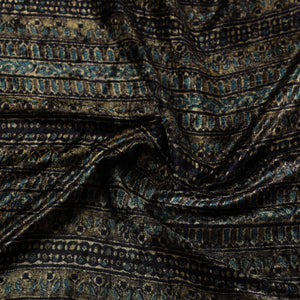 Brown - Block Printed Velvet Natural Dyed Ajrakh Fabric 03