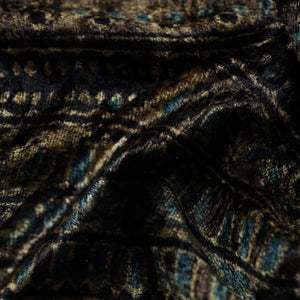 Brown - Block Printed Velvet Natural Dyed Ajrakh Fabric 03