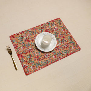 Brown - Hand Embroidered Floral Cotton Reversible Table Mat 24