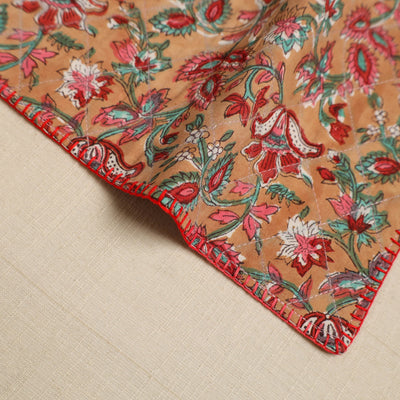 Brown - Hand Embroidered Floral Cotton Reversible Table Mat 24