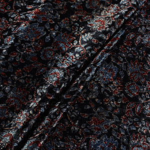 Black - Block Printed Velvet Natural Dyed Ajrakh Fabric 11