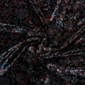 Black - Block Printed Velvet Natural Dyed Ajrakh Fabric 11