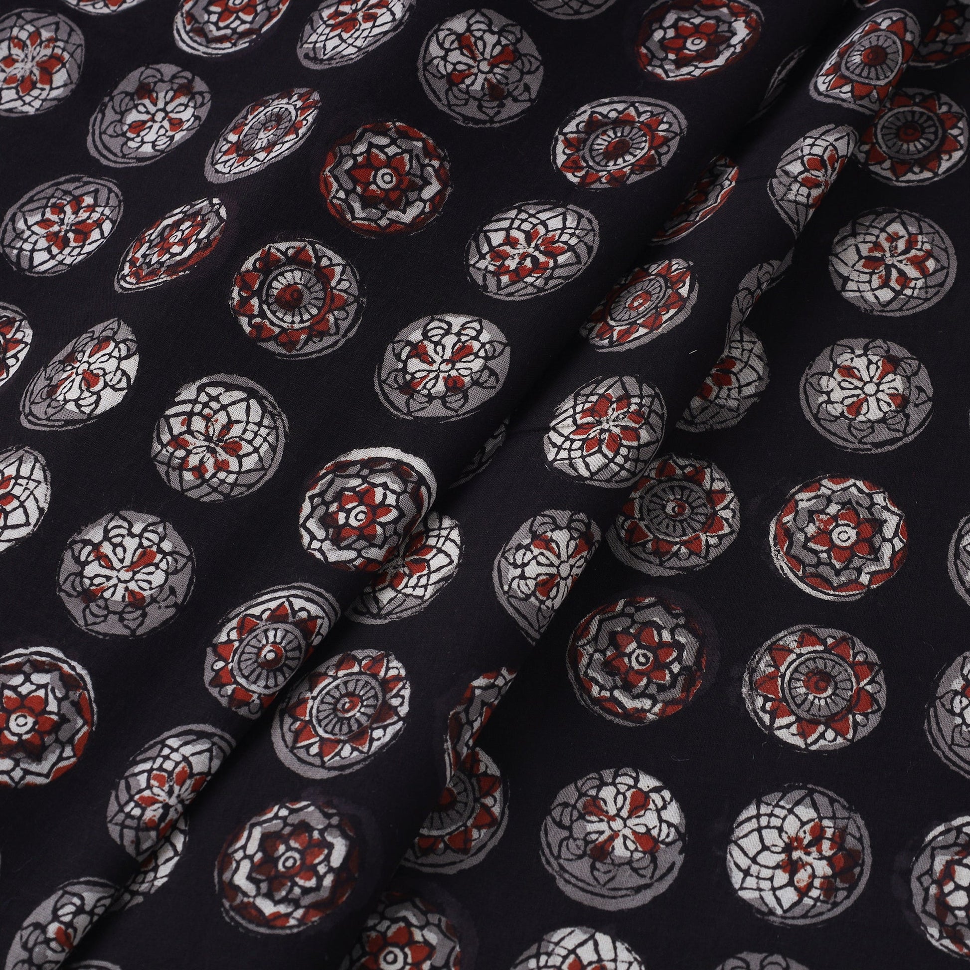 Black - Jahota Block Printed Cotton Fabric 13