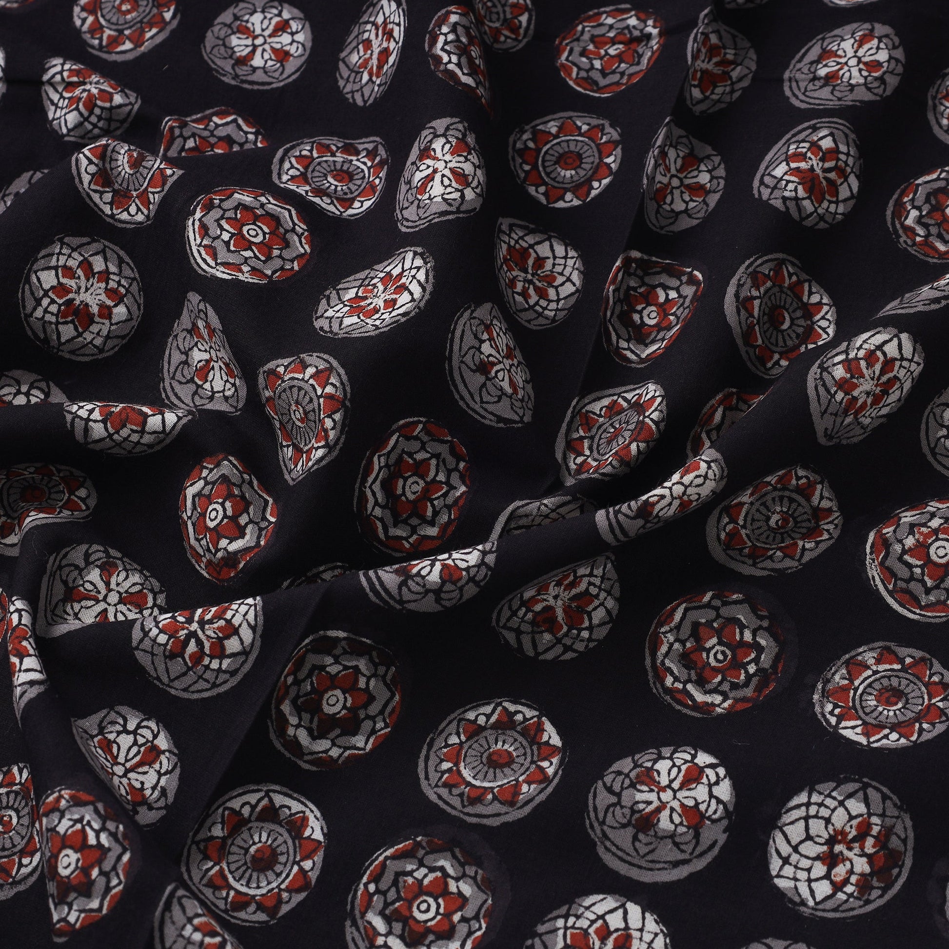 Black - Jahota Block Printed Cotton Fabric 13