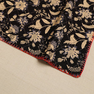Black - Hand Embroidered Floral Cotton Reversible Table Mat 32