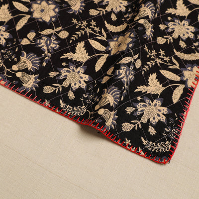 Black - Hand Embroidered Floral Cotton Reversible Table Mat 32