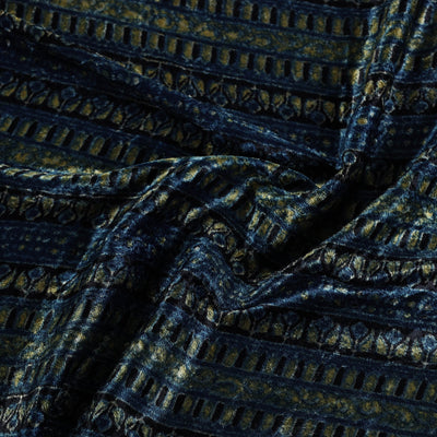 Blue - Block Printed Velvet Natural Dyed Ajrakh Fabric 10
