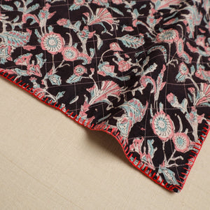 Black - Hand Embroidered Floral Cotton Reversible Table Mat 34