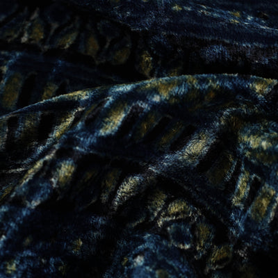 Blue - Block Printed Velvet Natural Dyed Ajrakh Fabric 10