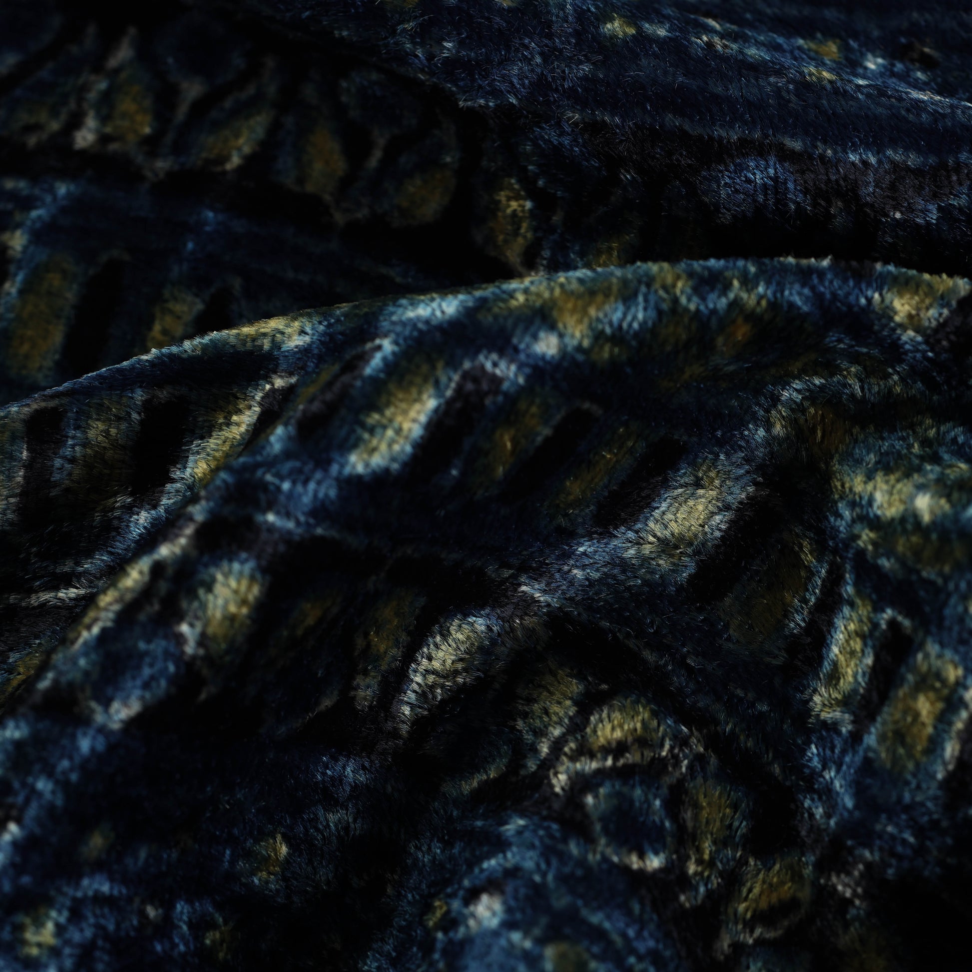 Blue - Block Printed Velvet Natural Dyed Ajrakh Fabric 10