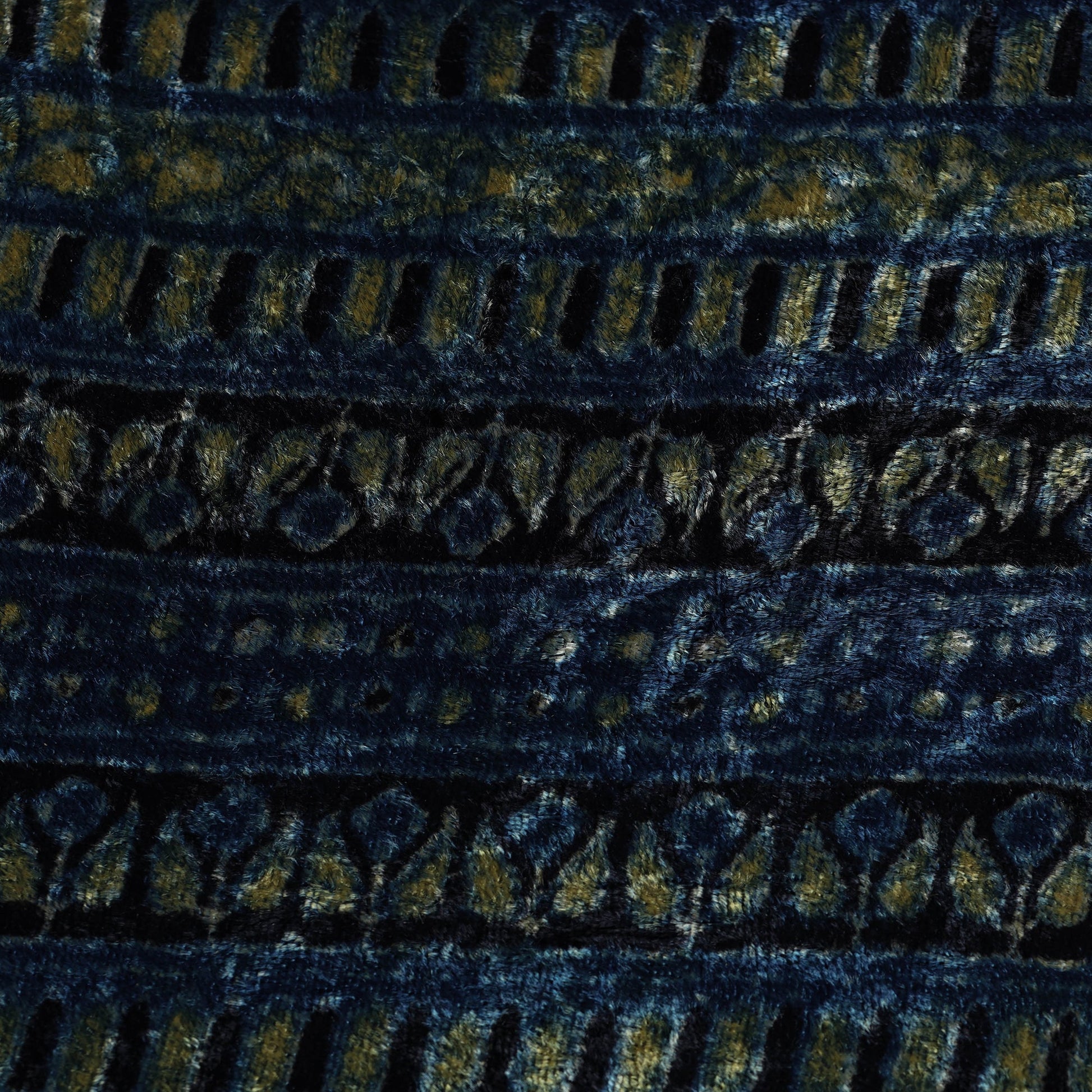 Blue - Block Printed Velvet Natural Dyed Ajrakh Fabric 10