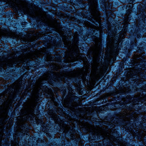 Blue - Block Printed Velvet Natural Dyed Ajrakh Fabric 07
