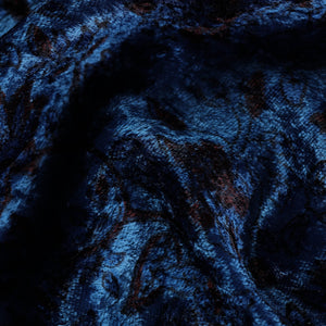 Blue - Block Printed Velvet Natural Dyed Ajrakh Fabric 07