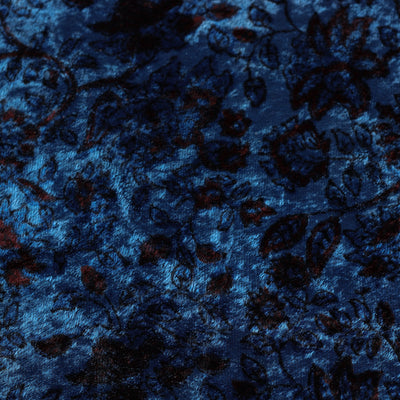 Blue - Block Printed Velvet Natural Dyed Ajrakh Fabric 07