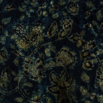 Blue - Block Printed Velvet Natural Dyed Ajrakh Fabric 06