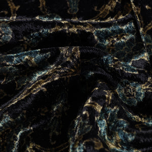 Black - Block Printed Velvet Natural Dyed Ajrakh Fabric 01