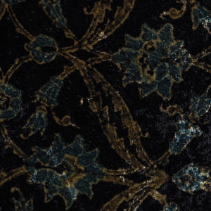 Black - Block Printed Velvet Natural Dyed Ajrakh Fabric 01