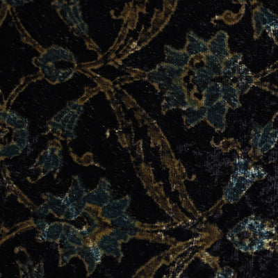 Black - Block Printed Velvet Natural Dyed Ajrakh Fabric 01
