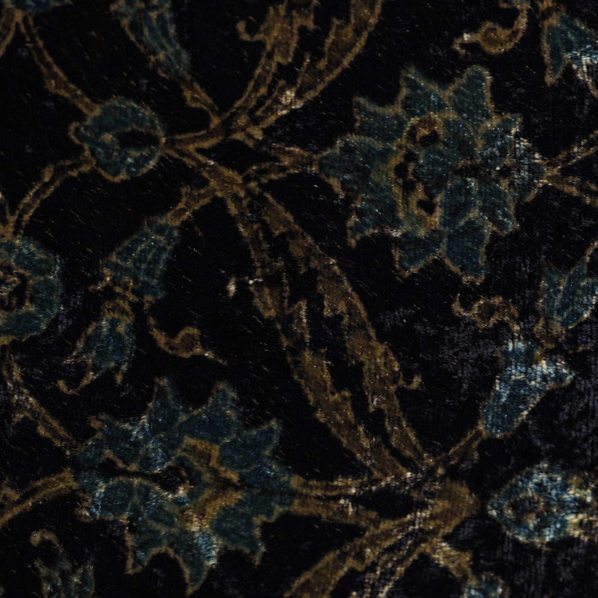 Black - Block Printed Velvet Natural Dyed Ajrakh Fabric 01