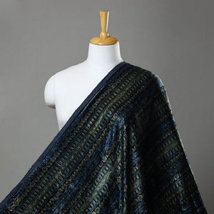Blue - Block Printed Velvet Natural Dyed Ajrakh Fabric 10