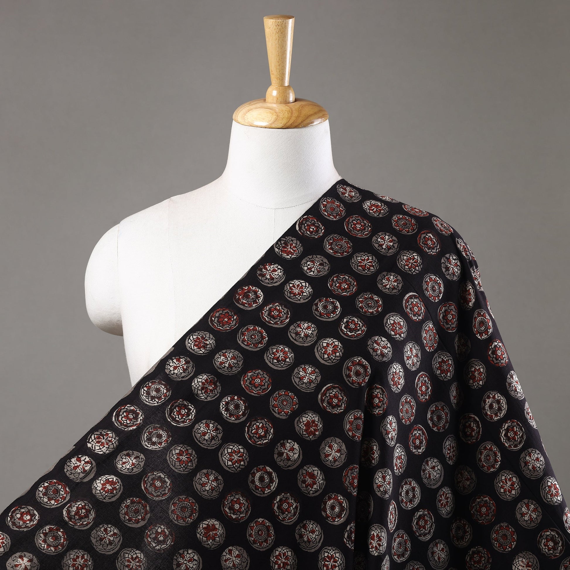 Black - Jahota Block Printed Cotton Fabric 13