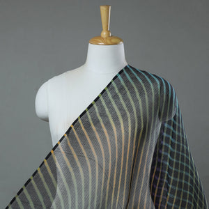 Black - Leheriya Tie-Dye Kota Doria Cotton Fabric 04