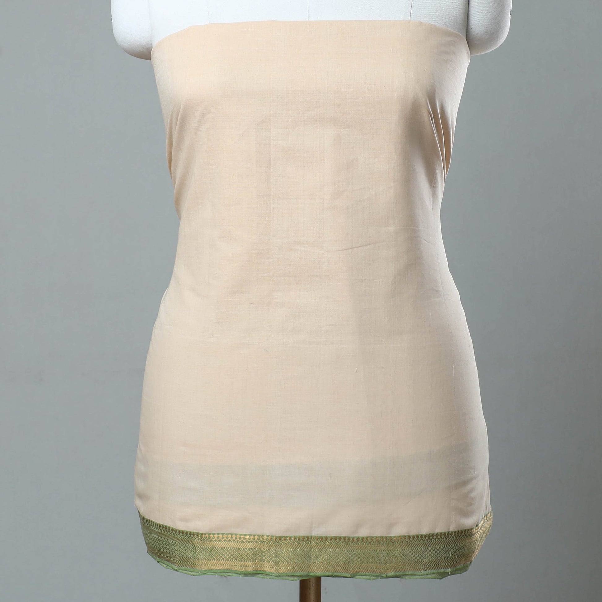 Beige - 3pc Handloom Cotton Mangalagiri Dress Material 01