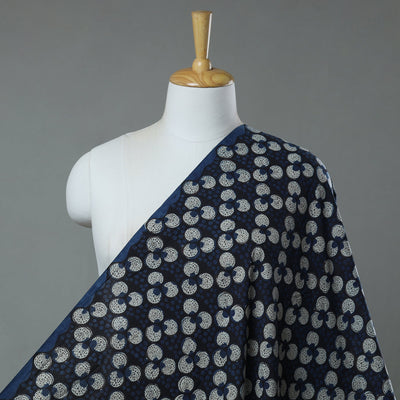 Blue - Dabu Bagru Block Print Cotton Fabric 35