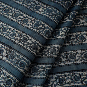 Blue - Block Printed Cotton Vanaspati Bagru Fabric 07