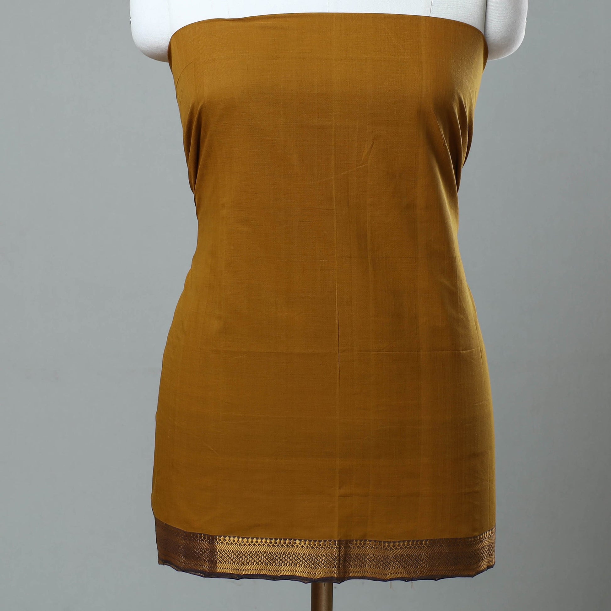 Brown - 3pc Handloom Cotton Mangalagiri Dress Material 21