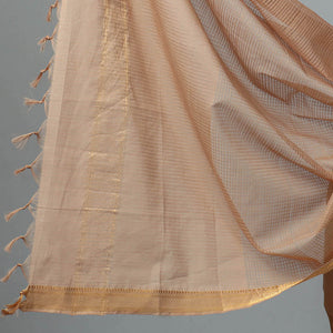 Brown - 3pc Handloom Cotton Mangalagiri Dress Material 23