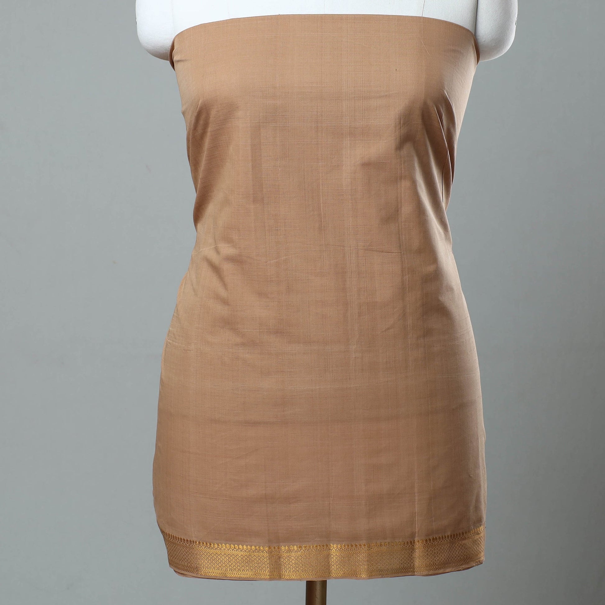 Brown - 3pc Handloom Cotton Mangalagiri Dress Material 23