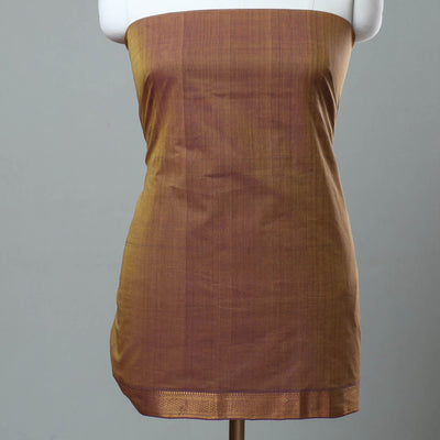 Brown - 3pc Handloom Cotton Mangalagiri Dress Material 26