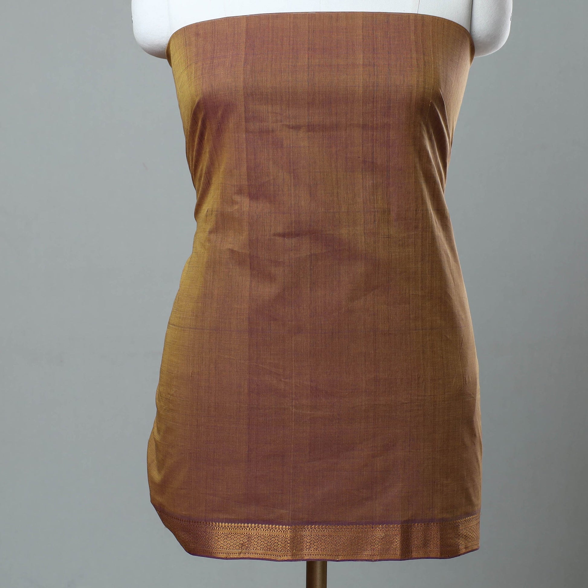 Brown - 3pc Handloom Cotton Mangalagiri Dress Material 26