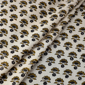 Beige - Block Printed Cotton Kalamkari Bagru Fabric 15