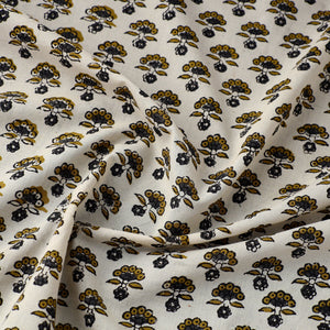 Beige - Block Printed Cotton Kalamkari Bagru Fabric 15