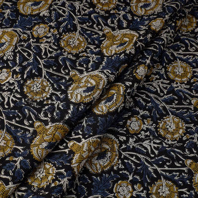 Blue - Block Printed Cotton Kalamkari Bagru Fabric 19