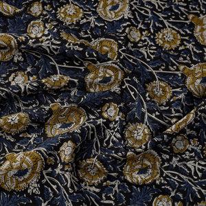 Blue - Block Printed Cotton Kalamkari Bagru Fabric 19