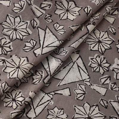 Brown - Natural Dyed Cotton Bindaas Block Print Fabric 05