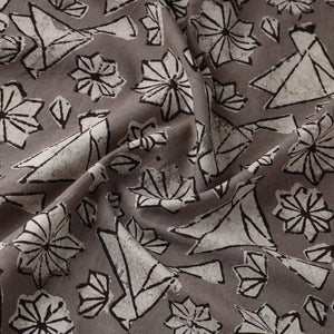 Brown - Natural Dyed Cotton Bindaas Block Print Fabric 05