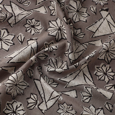 Brown - Natural Dyed Cotton Bindaas Block Print Fabric 05
