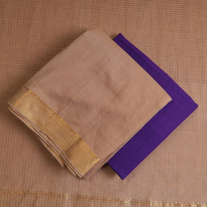Brown - 3pc Handloom Cotton Mangalagiri Dress Material 23