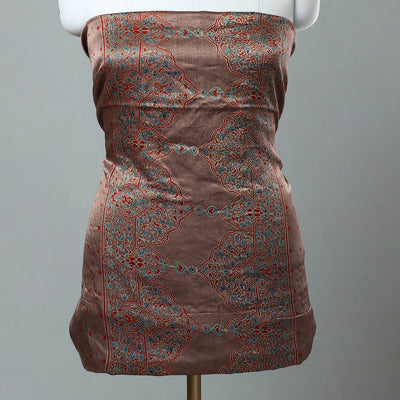 Brown - Ajrakh Block Printed Cotton Kurta Material - (2.5m) 27