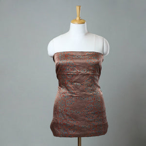 Brown - Ajrakh Block Printed Cotton Kurta Material - (2.5m) 27