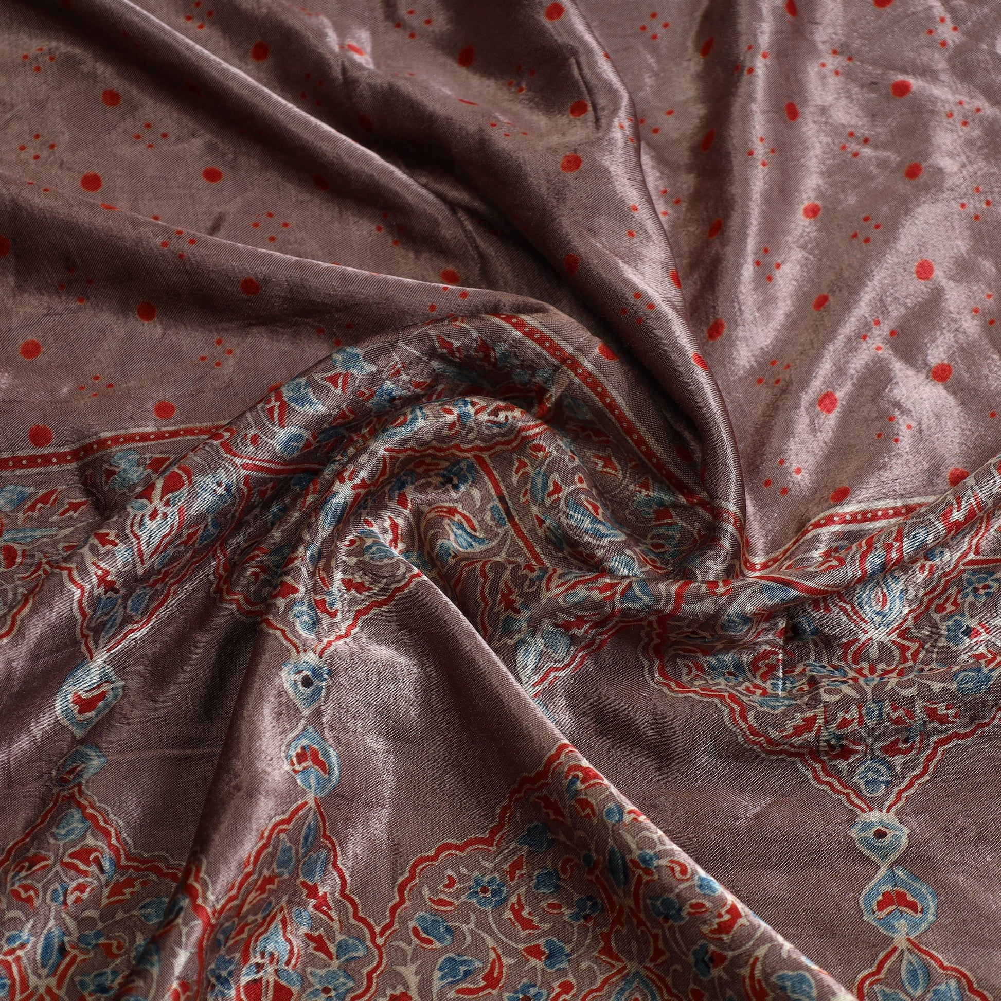 Brown - Ajrakh Block Printed Cotton Kurta Material - (2.5m) 27