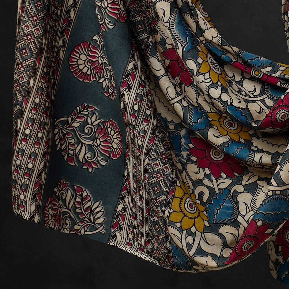 Multicolor - 2pc Cotton Kalamkari Print Dress Material Set 08